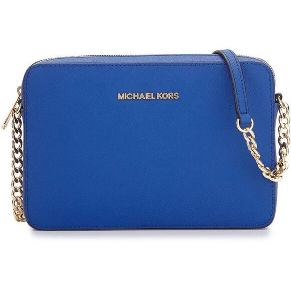 Michael Kors Jet Set Saffiano Leather Crossbody Bag - Royal Blue - Picture 1 of 8